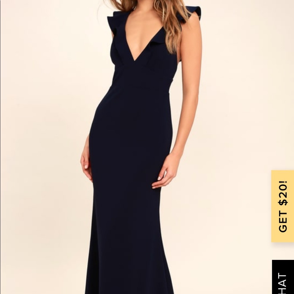 Beautiful. Elegant. Long Navy Blue Dress.